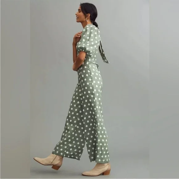 Anthro Linen polka dot Jumpsuit NWT Pants Jumpsuits